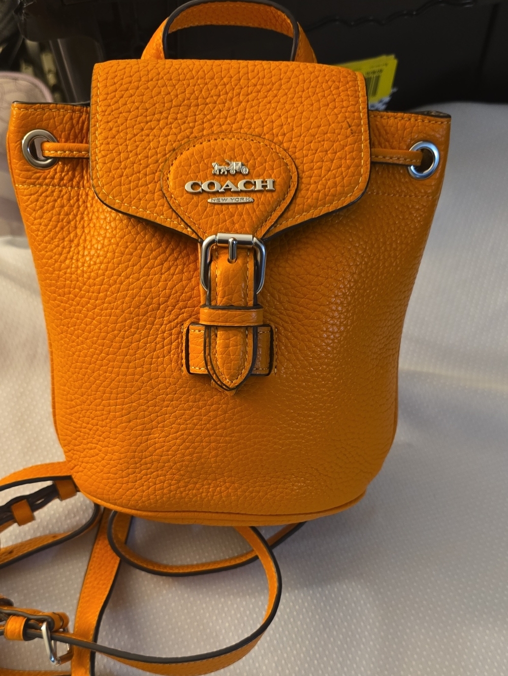 COACH Pebbled Leather Mini Backpack - Orange